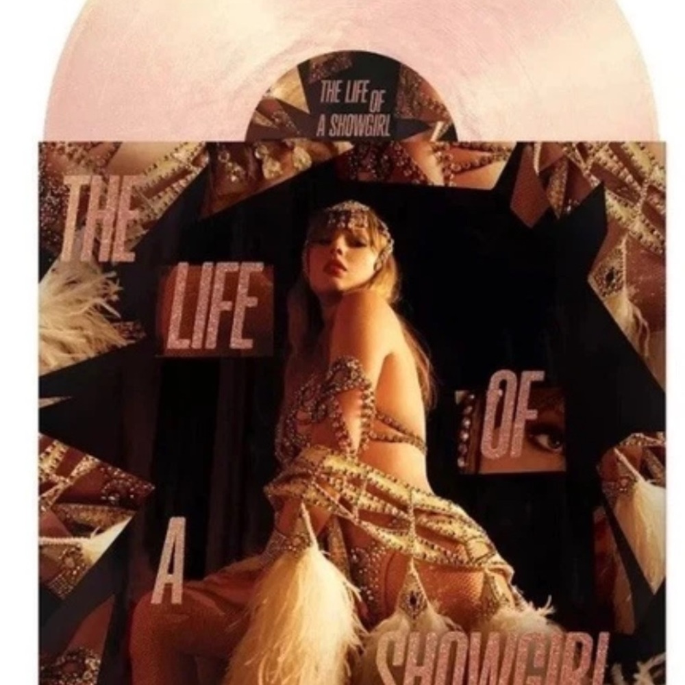 Taylor Swift The Life of a Showgirl Pink Shimmer Vinyl Record W/Giant Poster